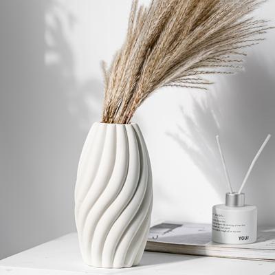 European Simple Flower Arrangement Roman Pattern Plain-Fired Ceramic Vase Entrance Living Room Light Luxury Home Soft Decoration Ornament