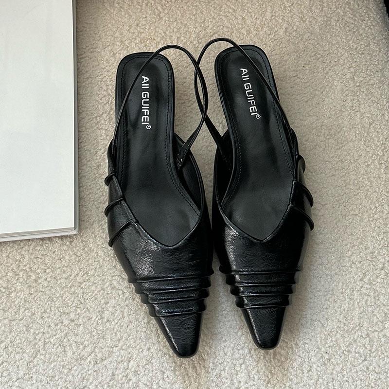 Fashion Luxury Fashion Pointed Toe Women Medium Heels Sandals Shoes Female Slip On Footwear Ladies Heeled Sandals Slides Shoes Pumps