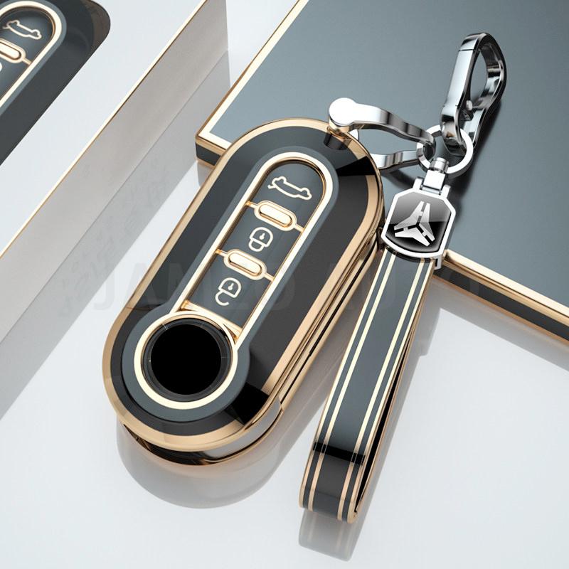 3 Button Tpu Car Key Case Cover For Fiat 500 Ducato Panda 500L Punto Lancia Musa For Citroen Car Keyring Keychain Auto Accessory