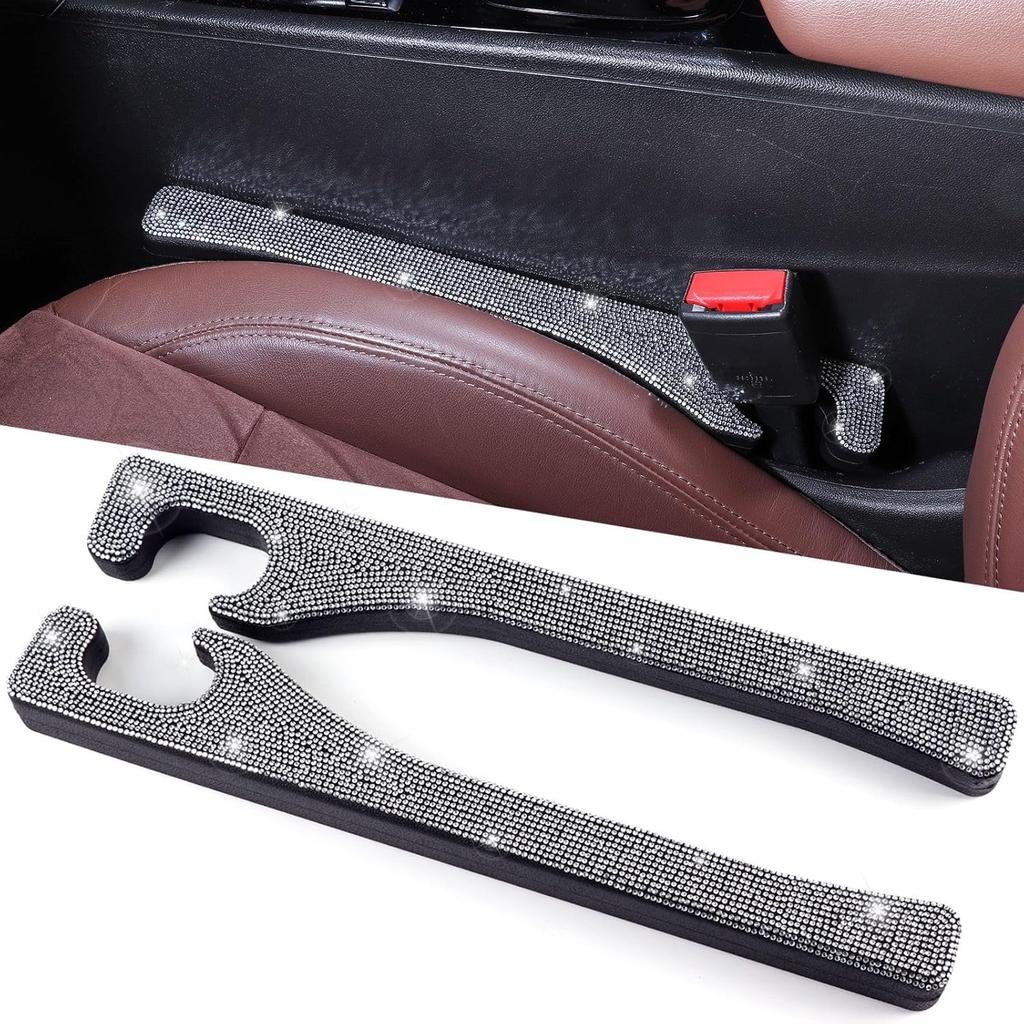 Briwill Bling Car Seat Gap Filler, 2 Pack Universal Fit For Car SUV Truck Handmade Crystal Rhinestone Diamond Car Gap Filler Bling Car Accessories