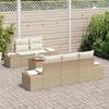 Garden Sofa Set with Cushions 6 pcs Beige Poly Rattan