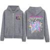 Sweet Cartoon Print Hooded Sweatshirt Loose Fit Womens Casual Long Sleeve Pullover Top 2025