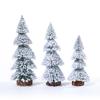 New Tower Flocked Cedar Christmas Tree Ornament for Desktop Scene Layout.