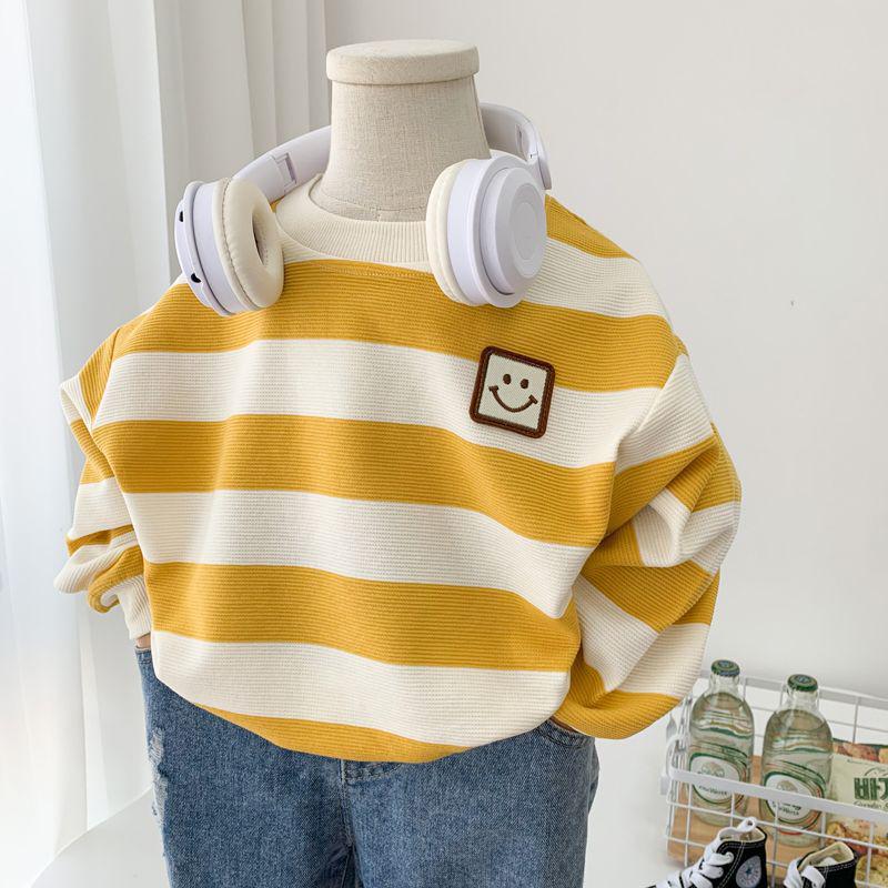 

Boys Autumn 2023 Striped Sweatshirt - Toddler Fashion Round Neck Pullover 100 жовтий