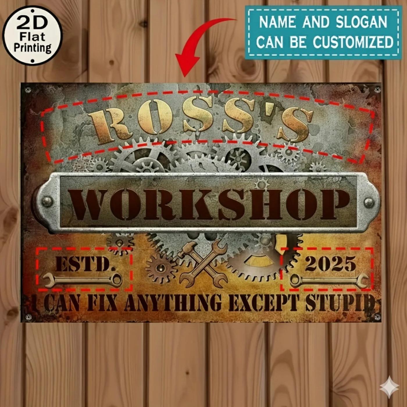 

Personalized Garage Workshop Metal Sign Retro Home Office Car Enthusiast Decor (For Decoration Only) 20x30cm（7.8x11.8inch）