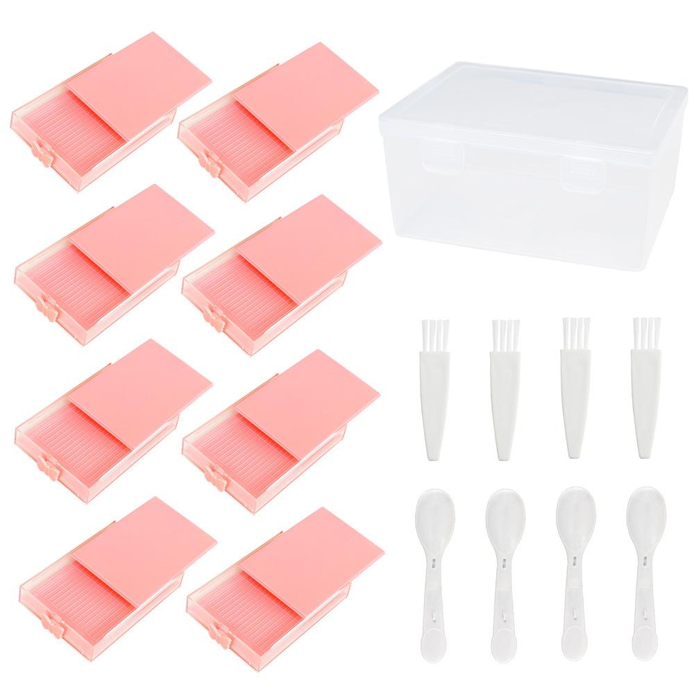8pcs Diamond Painting Organizer Set with Clear Storage Box Cover Beads Container Tray DIY Diamond Embroidery Crafts Accessories