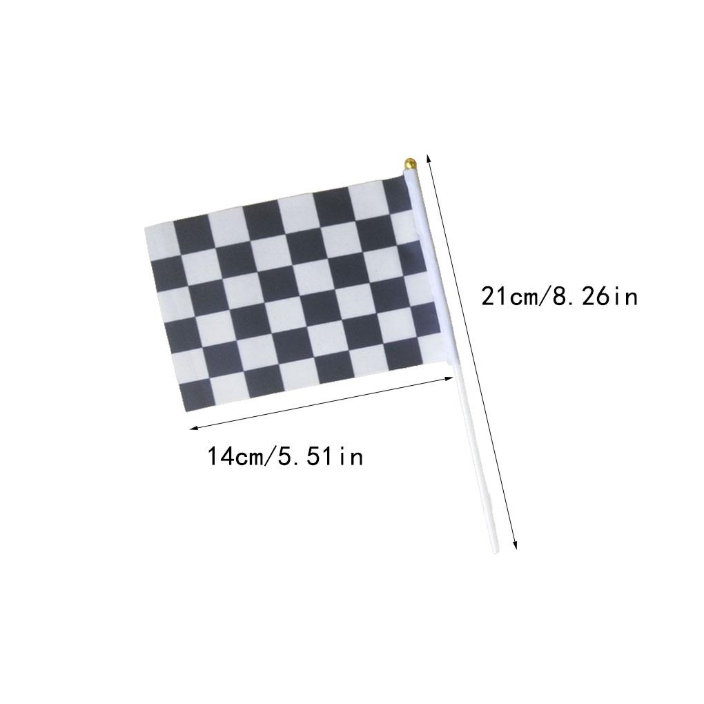 10 Pieces Checkered Flag Racing Printed Black White Handheld Waving Banners Decorations Event Motorcycle Game Party