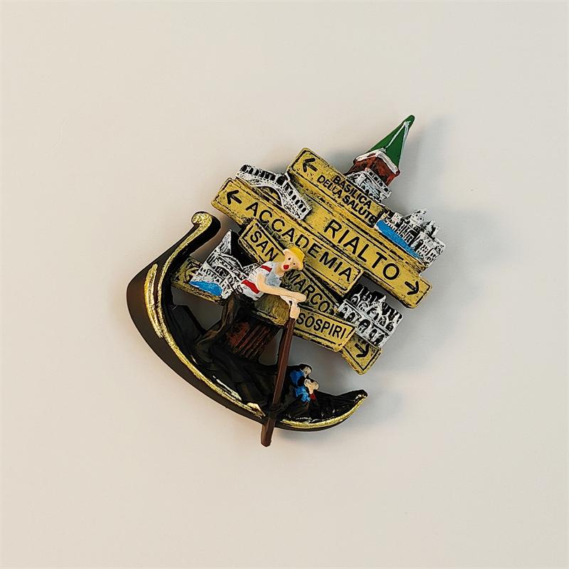 Italy Venice gondola Road signs 3D Stereoscopic Resin painting Tourism souvenirs decoration home refrigerator magnets