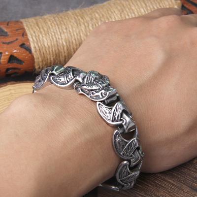 Nieuwe Viking Ouroboros vintage punk armband voor heren roestvrij staal mode sieraden nijlpaard straatcultuur met houten doos
