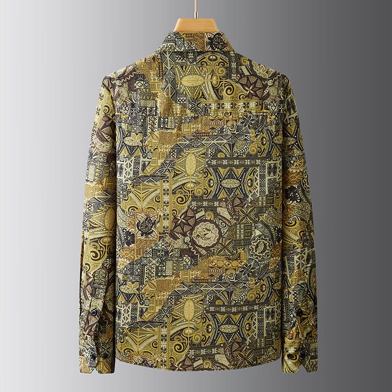 Plus Size Men's Floral Long Sleeve Casual Shirt