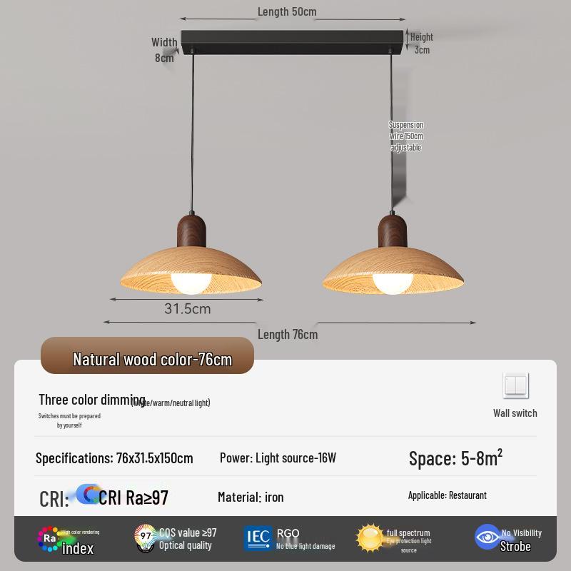 Walnut Finish Pendant Light - Wabi-Sabi Style for Restaurants, Bars, and Homes