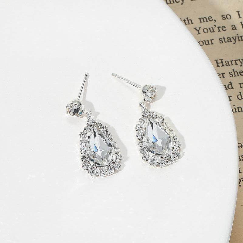 Elegante Wassertropfen Strass Kristall Zirkonia Steckerohrringe