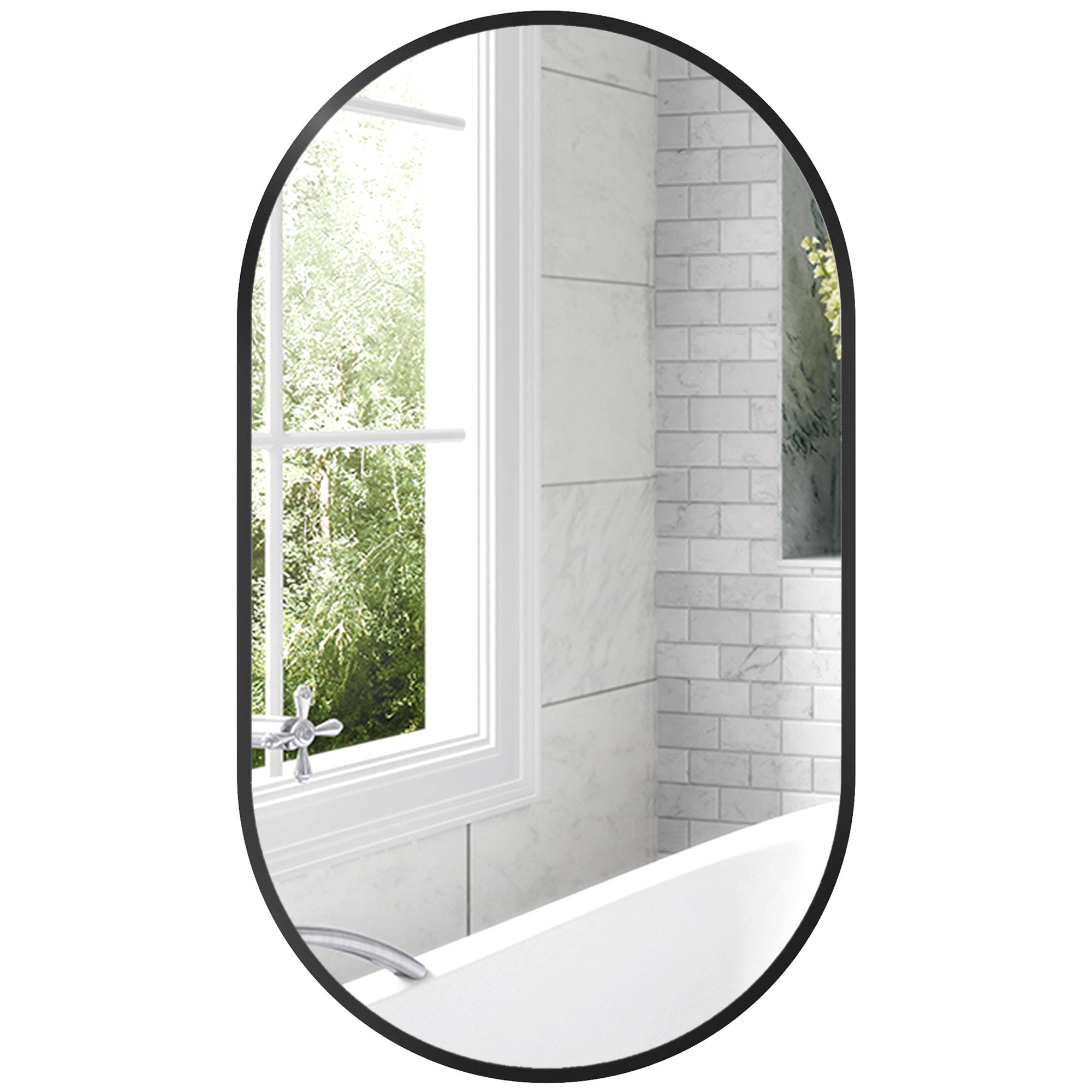 Oval wall mirror aluminium frame minimalist