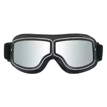 Vintage Pilot Motorcycle Goggles UV400 Windproof Scratch Resistant PC Lens with Leather Trim for Open Face Helmet