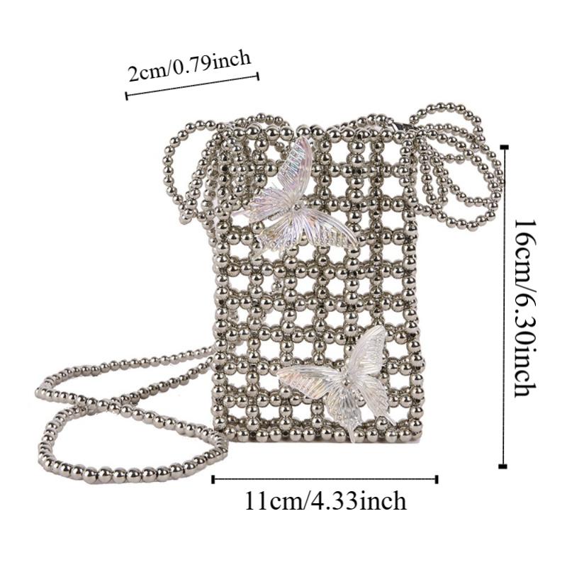 Shiny Crossbody Phone Pouch Acrylic Storage Bag Bohemian Mini Square Bag  Summer