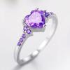 2026 Natural Amethyst Zircon Silver Ring Fashion Wedding Heart Ring Jewelry Women