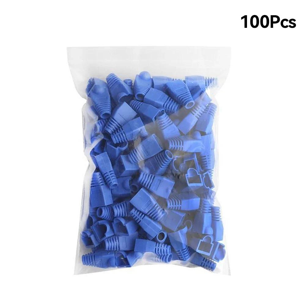 

100Pcs Mixed Color CAT5E CAT6 RJ45 Ethernet Network Cable Strain Relief Boots Cable Connector Protective Sleeve Plug Cover синий