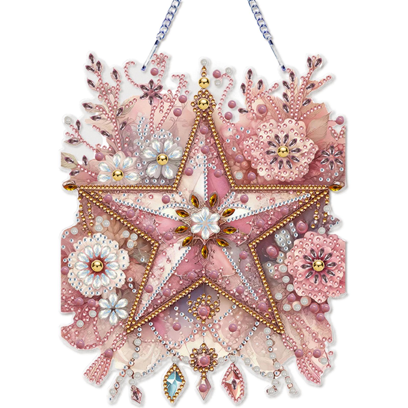 

Flower 2D/Flat DIY Special Shape Hanging Diamond Art Kits Diamond Painting Set Diamond Art Pendant Home Wall Decoration Crafts