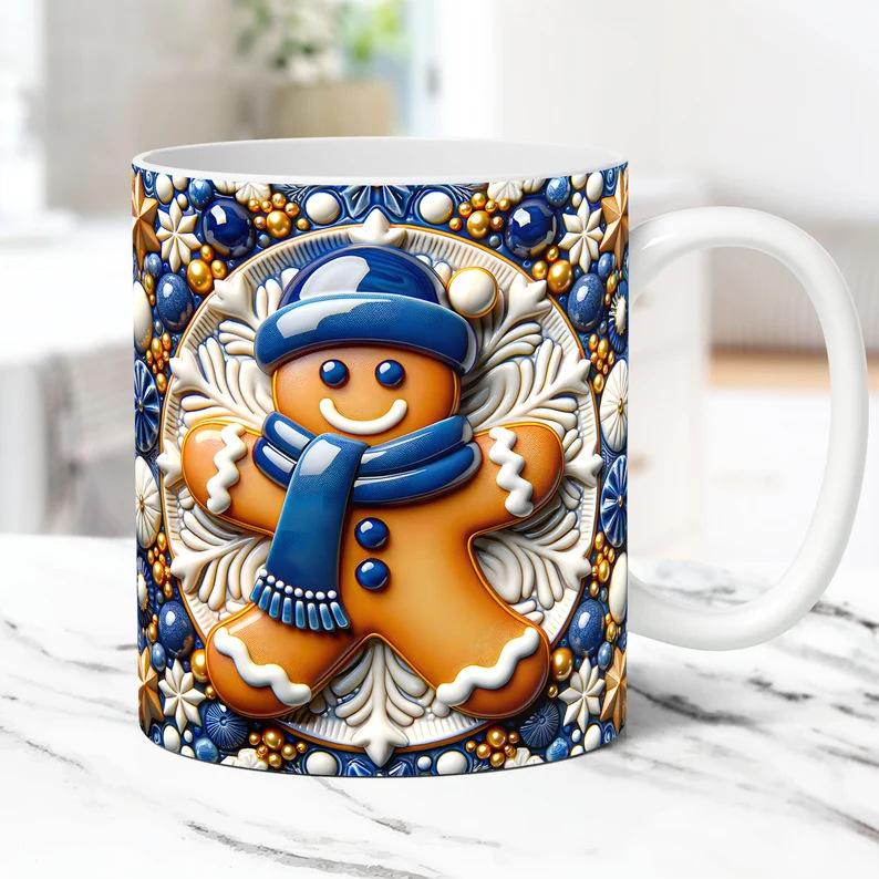 3D New Christmas Christmas Gingerbread Man Ceramic Coffee Mark Cup Tea Cup Gingerbread