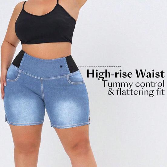 Women's Size Shorts Bermuda Jean Shorts Plus with Pockets Butt Lifting