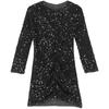 Girls Glitter Sequin Party Dress Long Sleeve Velvet Ruched Front Bodycon Gown for Birthday Prom