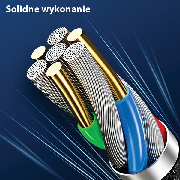 Usams Kabel Pleciony U-Tone Lightning1.2M Power-Off 2A Fast Charging Czarny/Black Sj344Usb01 (Us-Sj344)