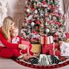 WTEMPO Christmas Tree Skirt Red/Black Christmas Tree/Plaid Patterns Printed Xmas Tree Skirt Winter Christmas Tree Mat for Home Indoor Outdoor Party