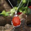 1pc Fashion Sweater Chain Teardrop-shaped Natural Stone Rose Necklace Ladies Pendant Jewelry Gifts