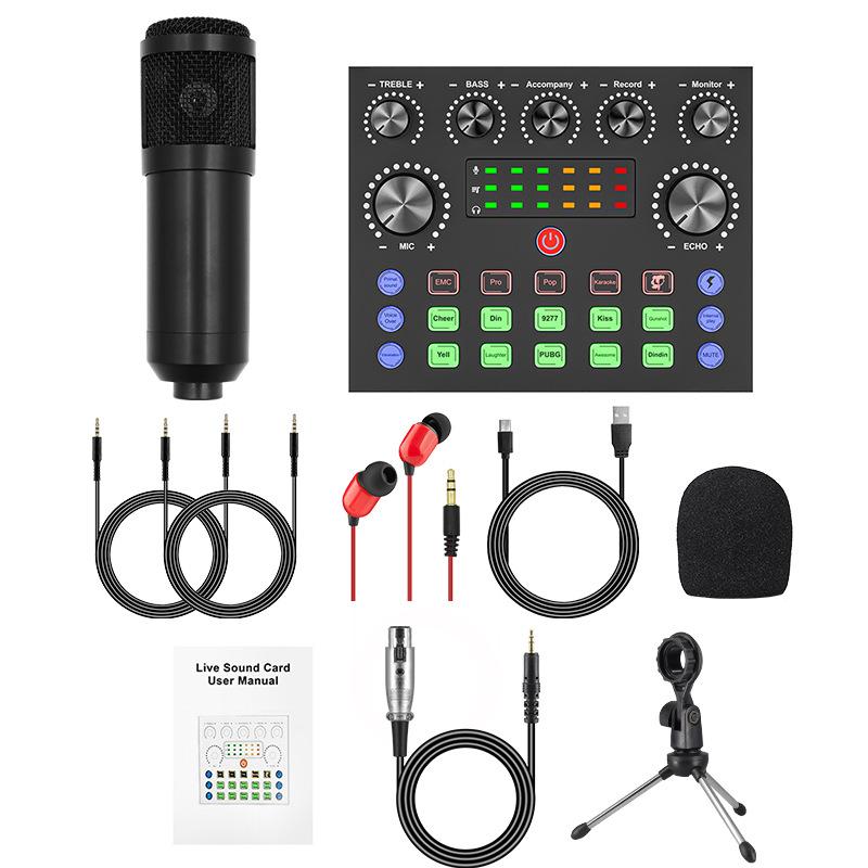V8S Live Sound Card Podcast Equipment Bundle,with Microphone Set Device,Music/Recording Live Streaming For DJ Disco Device