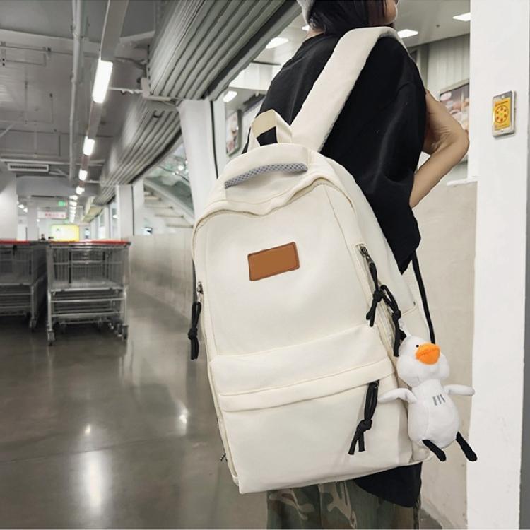 Versatile Student Backpack with Ample Space for Daily School Life Japanese Solid Color Large Capacity Daypack School Bag