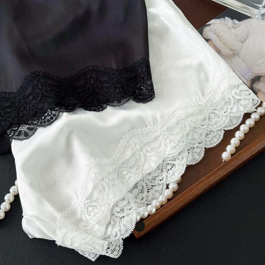 Pantaloni scurți fustă de siguranță din mătase imitație satin - Leggings de casă largi trei sferturi