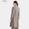 Ports Women's Elegant Double-Breasted Belted Coat