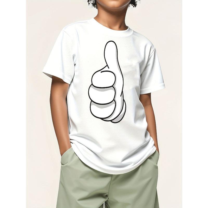 Boys Thumbs Up Print Crewneck Short Sleeve Tee 110 белый