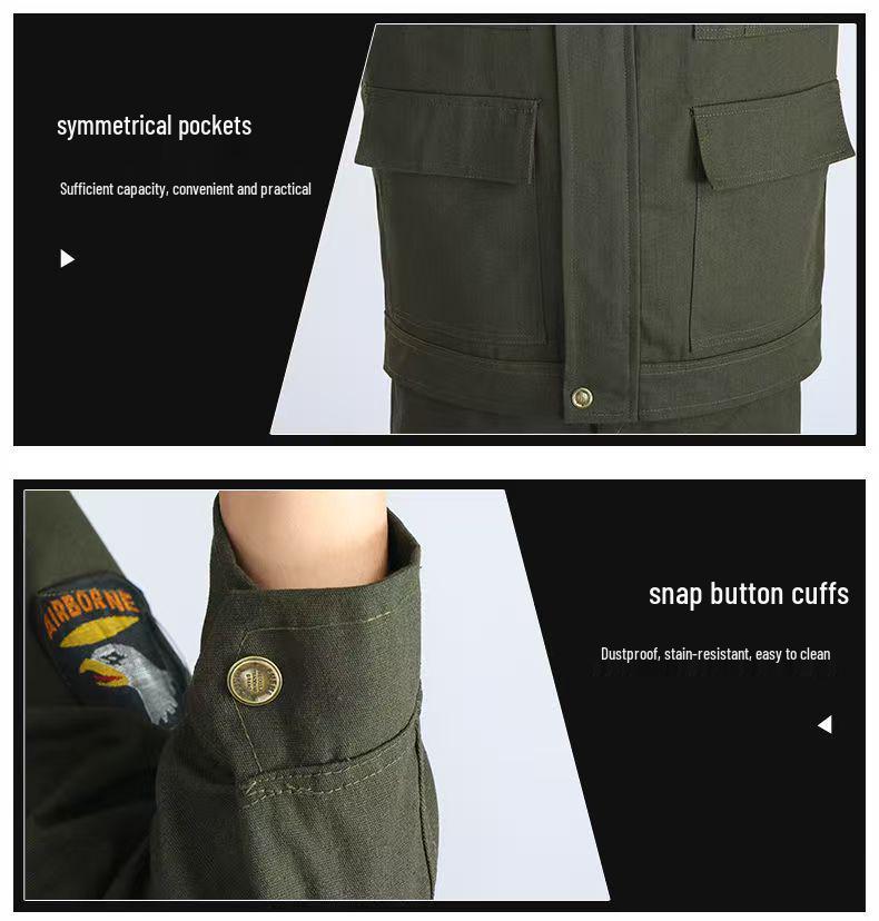 Spring & Autumn Men's Workwear Set: Anti-Scald, Wear & Dirt Resistant for Welding, Auto Repair, and Construction
