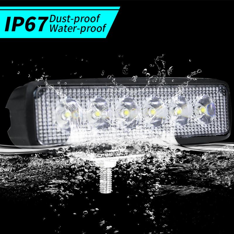 2PCS 18w 6 LED Car Work Light DRL Spotlight High Bright Waterproof Auto Offroad SUV Truck Headlights Driving Lamp 12V 24V 6000K