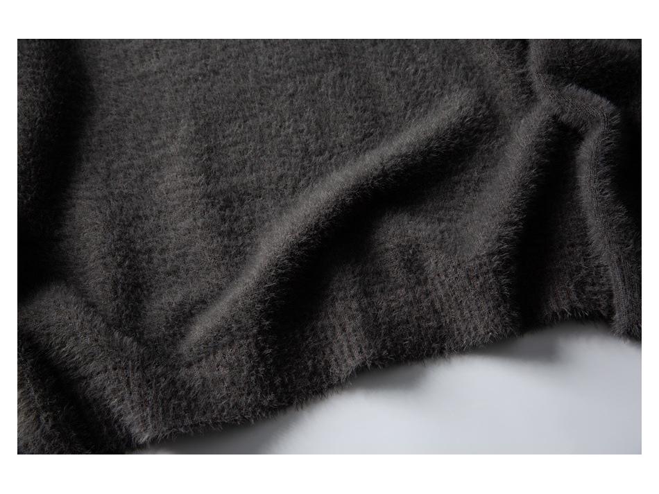AIMATARGET Unisex Retro Zimní svetr z umělé norkové kožešiny, Pletený top s kulatým výstřihem