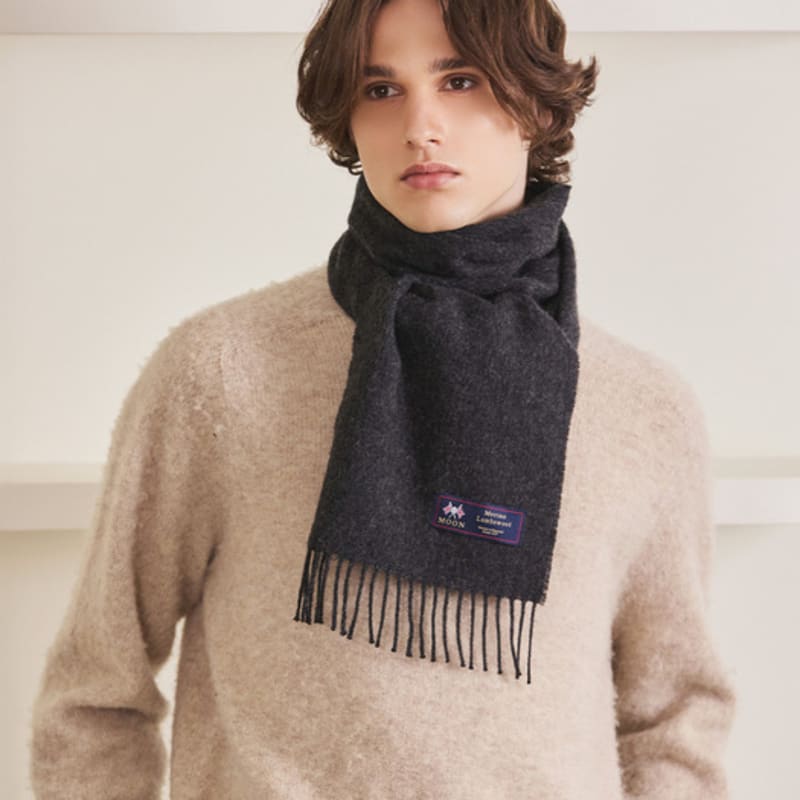 Cachecol de Lã Merino ABRAHAM MOON 25cm - Carvão Escuro