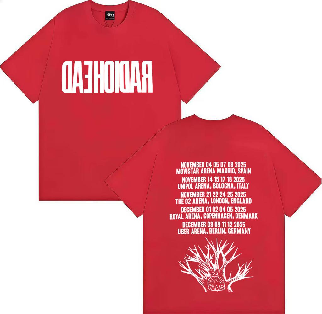 Radiohead Tour 2025 Merch Gothic T Shirt Mens Women Fashion High Quality Harajuku Summer Oversized Cotton Loose Tees Streetwear