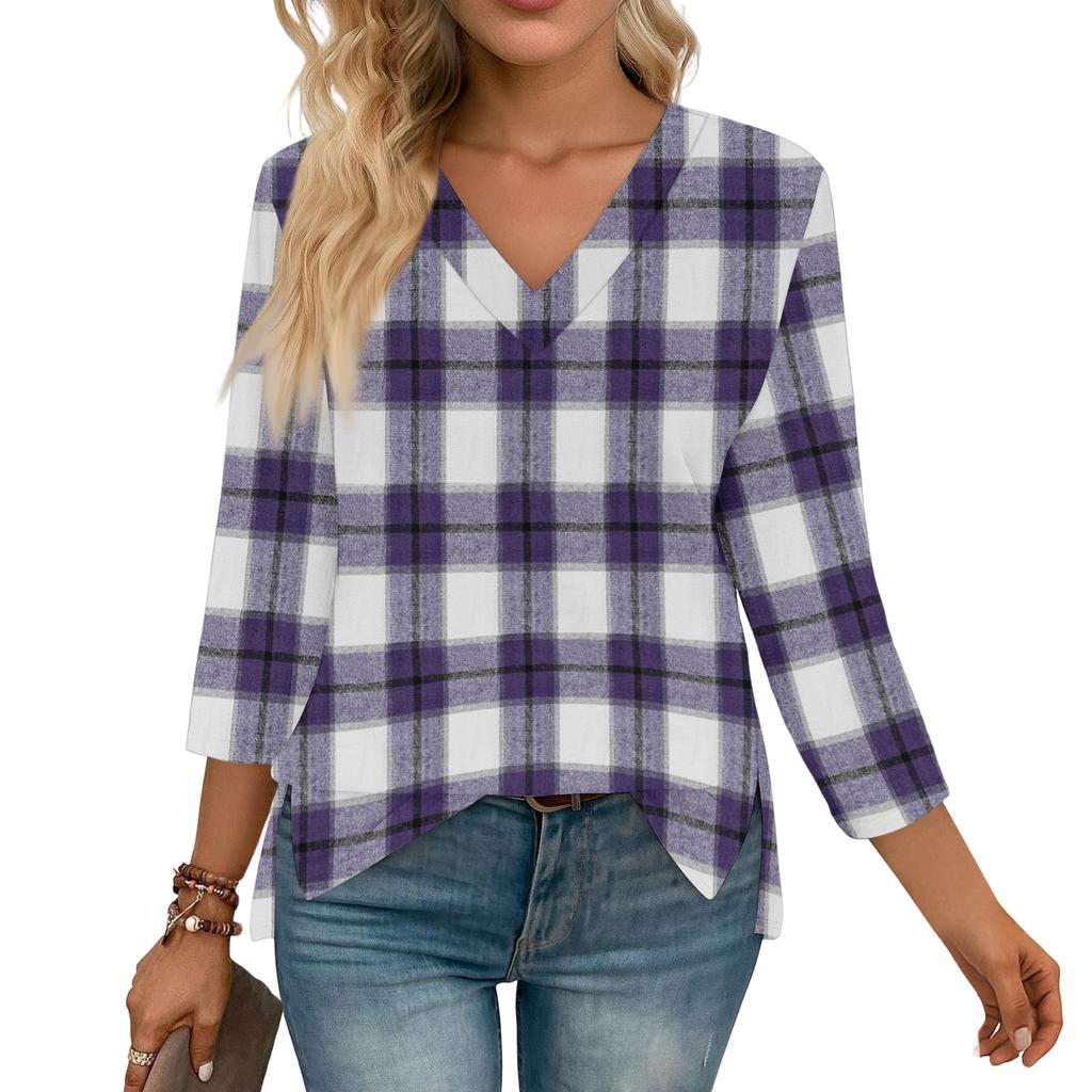 3/4 Ermskjorter For Kvinner Trykk Grafiske T-skjorter Bluser Casual Pluss Størrelse Basis Topper Pullover