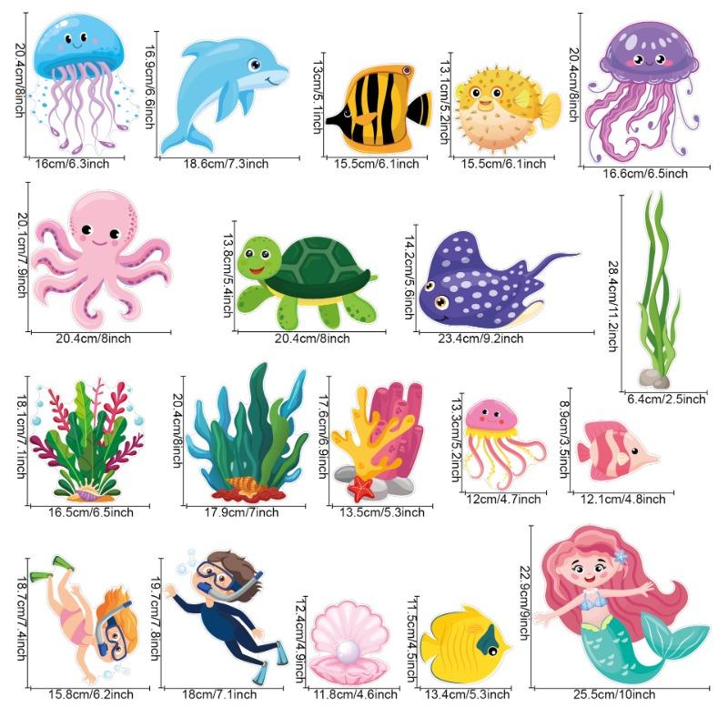 Marine Animal Bulletin Board Decoration Card School Classroom Party Paper Cutting Undersea World Decoration Card Paper