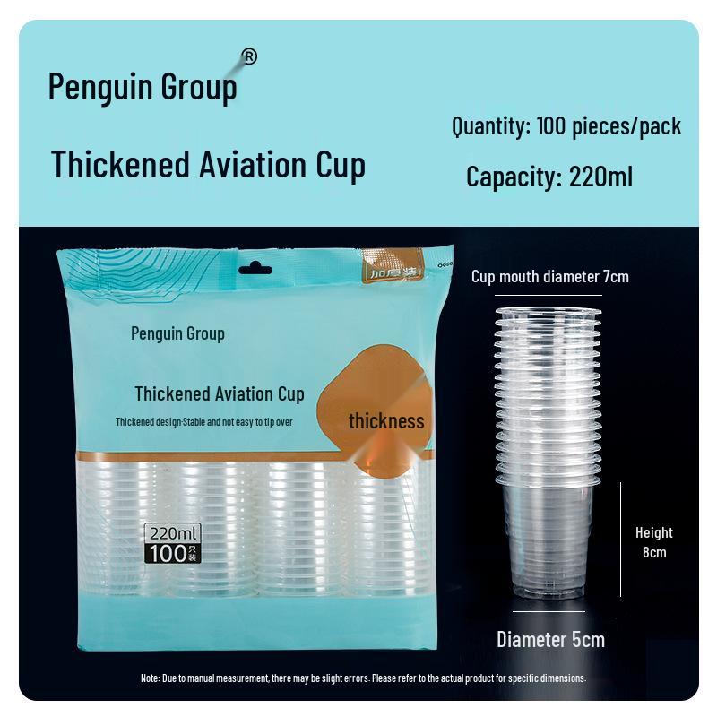 Transparent Thickened Disposable Plastic Cups for Airline, Catering, and Household Use - Free Shipping