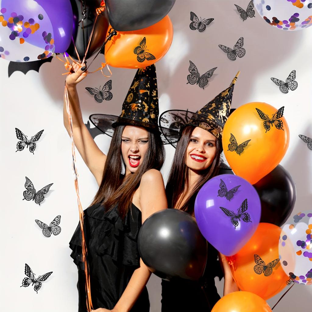 Decoração de parede de borboleta 3D, 48 peças, 4 estilos, 3 tamanhos, decorações de borboleta para festa de aniversário, decorações de bolo, adesivos removíveis