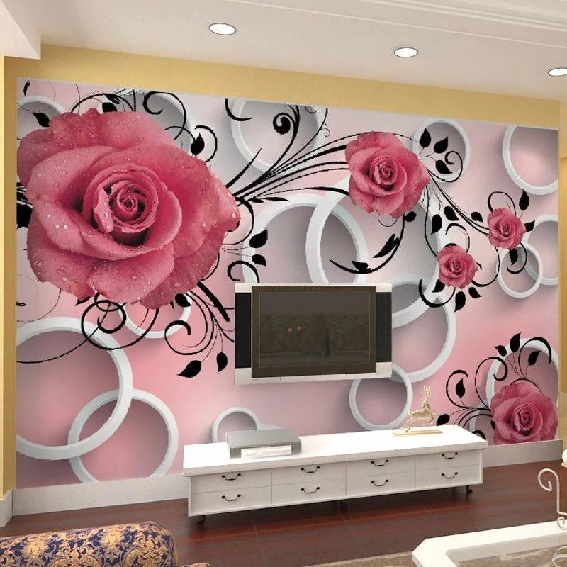3d Stereo Relief Flower Photo Wallpaper Circle Modern Simple Mural Dining Room Living Room Sofa Background Wallpaper