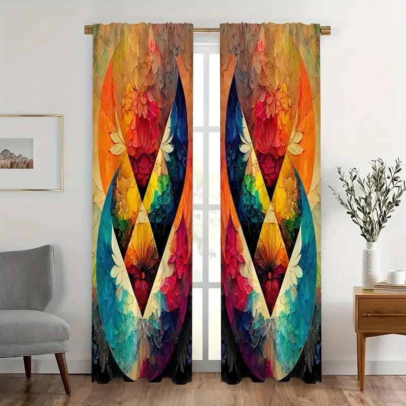 

2-панельные термошторы с 3D-печатью для спальни и гостиной, шумоподавляющие, светопропускающие, стиль с кулиской 30x65in 2 Panels