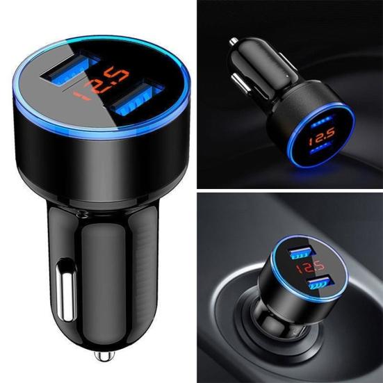 3.1A Dual Usb 2 Ports Lcd Display 12-24V Socket Car Charger