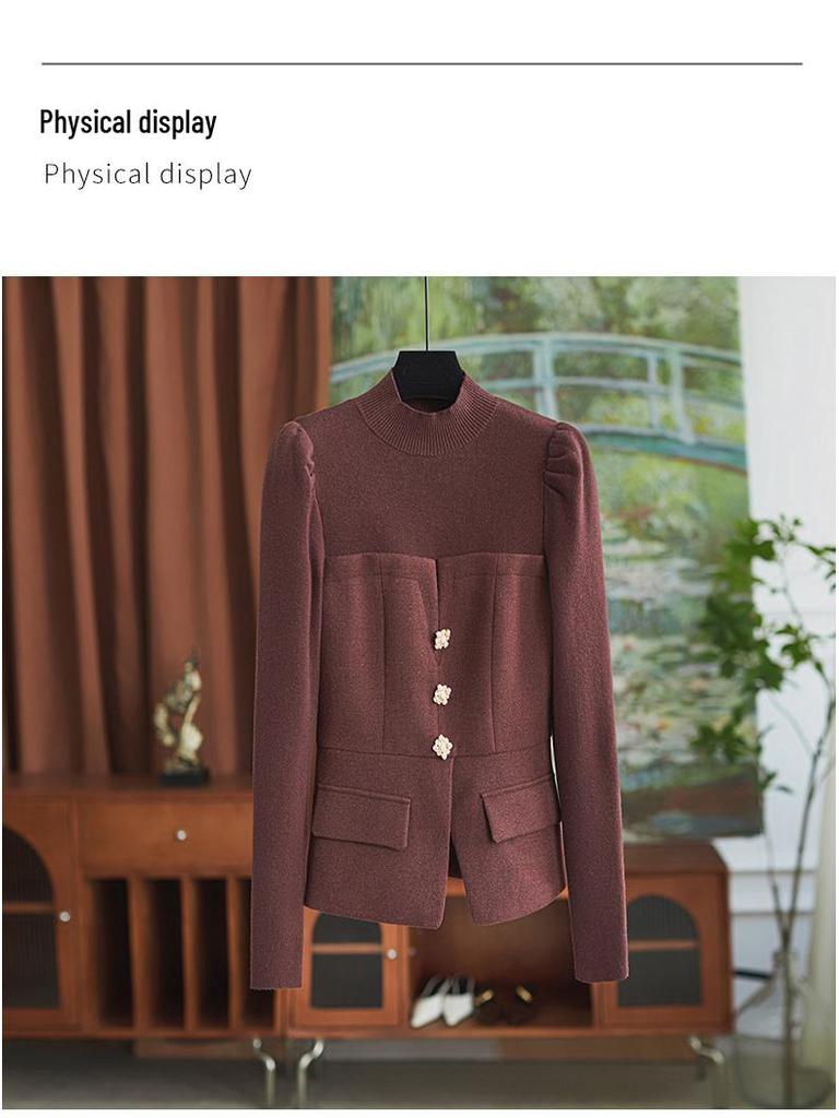 French Light Luxe Beaded Knit Top & Midi Skirt Set for Women