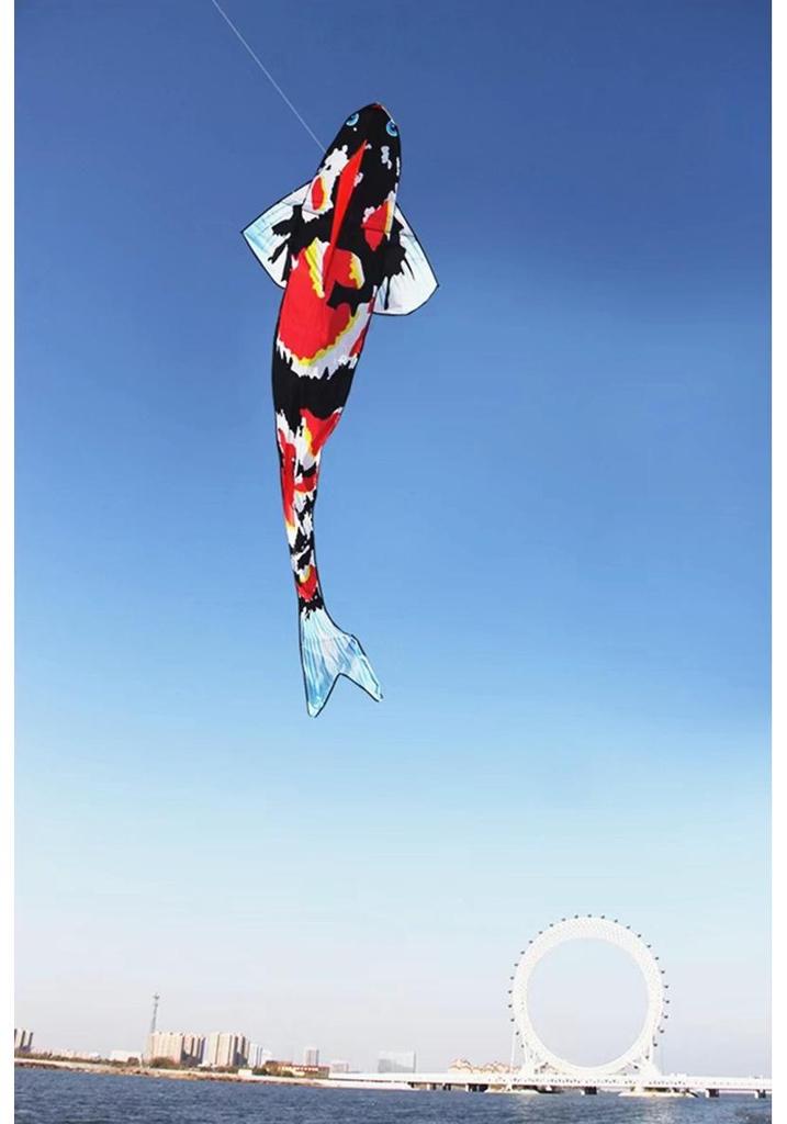 Large Chinese Style 3-Meter Koi Carp Kite with Long Tail - Easy to Fly in Light Breeze