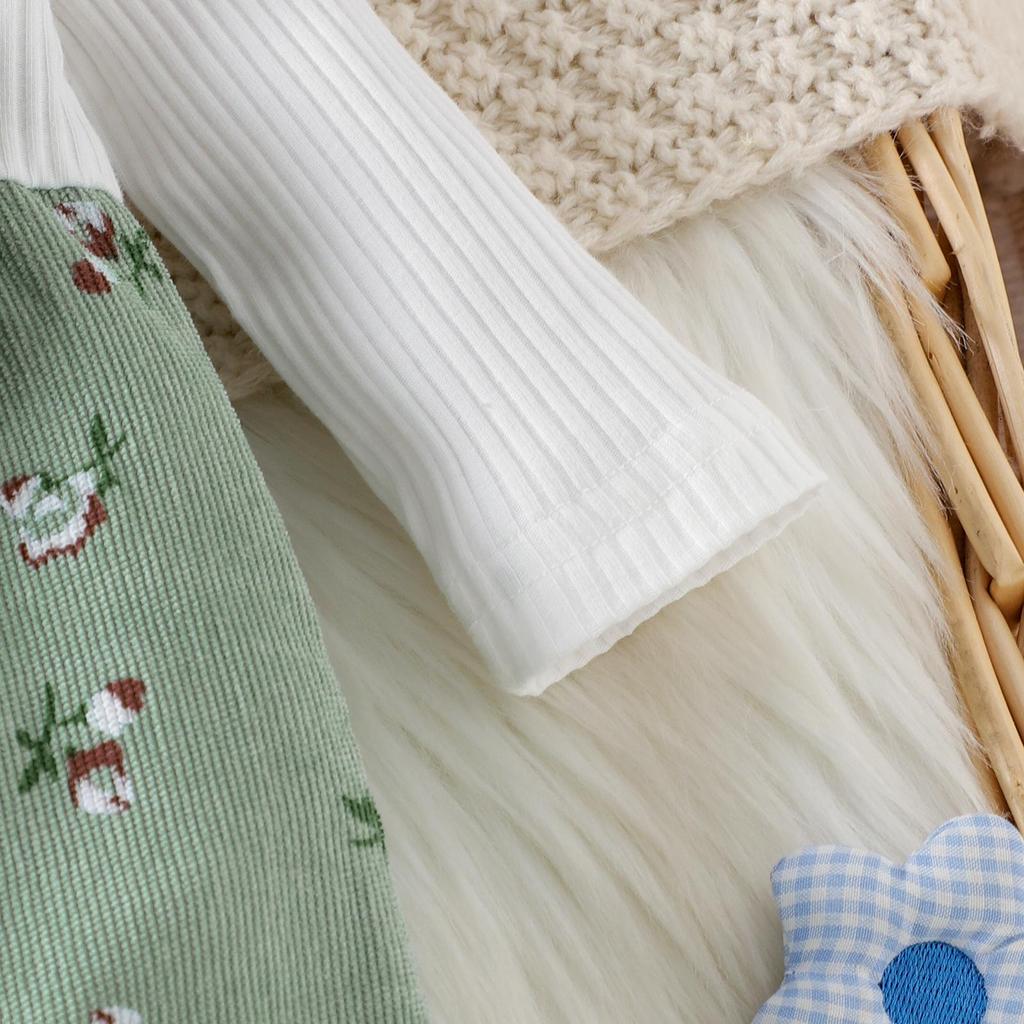 Podzim 2025 Roztomilá bílá košile s dlouhým rukávem a vícebarevným potiskem pro miminka, pro evropský a americký trh