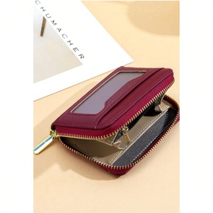 Wallet women's zipper simple Korean version short multiple card slots can hold driver's license coin wallet