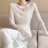 Asymmetrical Thin Hollow-out Lace Sun Protection Cover-up Women's Summer Slim Fit Figure-flattering Crew Neck Bell Sleeve T-shirt Top